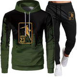 White Black Men Hoodies Set Fashion 2020 Autumn Brand Casual Tracksuit Mens Set Sports Two Piece Patchwork Hoodie Pant Male Suit