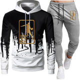 White Black Men Hoodies Set Fashion 2020 Autumn Brand Casual Tracksuit Mens Set Sports Two Piece Patchwork Hoodie Pant Male Suit