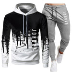 White Black Men Hoodies Set Fashion 2020 Autumn Brand Casual Tracksuit Mens Set Sports Two Piece Patchwork Hoodie Pant Male Suit