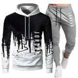 White Black Men Hoodies Set Fashion 2020 Autumn Brand Casual Tracksuit Mens Set Sports Two Piece Patchwork Hoodie Pant Male Suit
