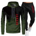White Black Men Hoodies Set Fashion 2020 Autumn Brand Casual Tracksuit Mens Set Sports Two Piece Patchwork Hoodie Pant Male Suit